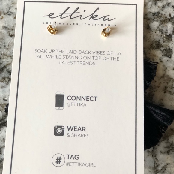 Ettika Daydreamer Tassel Black & Gold Earrings-NEW - Picture 7 of 8